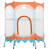 Qaba 4.6 ft Toddler Trampoline Indoor Outdoor - Blue-Six foam-covered steel pipes enhance safety during play 