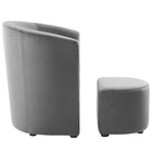 Modway Divulge Performance Velvet Arm Chair and Ottoman Set - Grey-Dense Foam Padding
