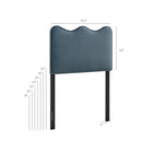 Modway Athena Stain-Resistant Performance Velvet Twin Size Headboard - Cadet Blue-Scalloped Wave Design
