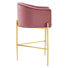 Modway Savour Tufted Performance Velvet Bar Stool - Dusty Rose-Dense Foam Padding