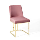 Modway Amplify Sled Base Performance Velvet Dining Chairs - Gold/Dusty Rose - 2 Pack-Sled Base Chair