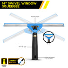 Gritt Commercial 14" Swivel Window Squeegee with Quick Release - 12 Pack-Light weight plastic design reduces user fatigue