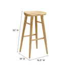 Modway Saville Backless Wood Bar Stools - Oak - Set of 2-Contoured Saddle Seat