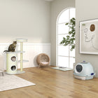 PawHut Rattan Elevated Pet Bed Cat House - Natural Wood-Material: PE Rattan, Metal Wire, Polyester, PP Cotton 