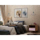 Manhattan Comfort Rockefeller 20.08" Mid-Century Modern 1-Drawer Nightstand - Nature/Rose Pink-Choose Your Handle Design When the Product is at Your Home! Option for Cut-Out Edge Handle, or Flush Design Look