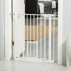 PawHut 29-32 Inch Pet Gate with Cat Door - White-The door can be closed automatically when its opening angle is less than 90°, and stay open when it goes over 90°(can't close when is less than 15°)