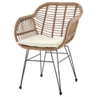 Manhattan Comfort Antibes Modern Patio 2-Person Seating Group 3-Piece Set with End Table - Tan/Cream-Frame Made of Steel Wrapped in PVC Rattan Perfect for Outdoor Weather
