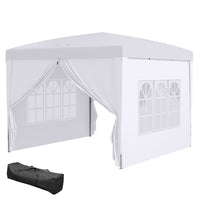 Outsunny 10' ft W x 10 ft L Outdoor Pop Up Party Tent with Carrying Bag - Bright White-High density silver coated Oxford material water-resistant and UV resistant