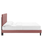 Modway Current Performance Velvet Twin Platform Bed with Black Wood Legs - Dusty Rose-Bed Frame Weight Capacity: 800 lb
