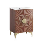 Modway Daylight 24" Bathroom Vanity - White/Walnut-Modern Bathroom Vanity Cabinet