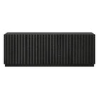 Hudson&Canal Marion Rectangular Fluted TV Stand for TV's Up to 75" - Black Grain-Features 4 push to open doors with a wide fluting accent and 2 enclosed cabinets with adjustable shelves within for ample storage