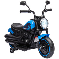 Aosom 6V Kids Electric Ride-On Motorcycle with Training Wheels - Blue-High-traction wheels for splashing through puddles 