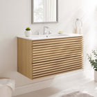 Modway Render 36" Wall-Mount Bathroom Vanity - Oak/White-Walnut Grain Vanity