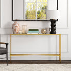Hudson&Canal Henley 55"W Console Table with Glass Top - Brass-Clean with a soft, dry cloth and no harsh chemicals or abrasive cleaning materials