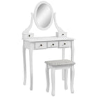 HOMCOM Vanity Desk with Stool - 31.5" L x 15.7" W x 55.1" H - White-Made of high quality MDF board and solid wood with stunning white paint finish 