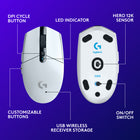 Logitech G305 Lightspeed Gaming Mouse - White-Customizable: G305 can store up to 5 DPI levels into the on the onboard memory and up to 6 programmable buttons for full customization via Logitech G HUB