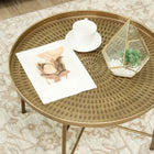 HOMCOM 24" Round Coffee Table with Hammered Tray - Gold-Reinforced geometric frame provides stability for drinks and decor