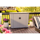 Suncast Backyard Oasis Storage Unit - 130 Gal. - Dove Grey-Top lid designed to stop water seeping inside and collecting.