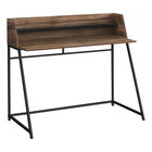 Monarch Specialties 7548 48" Computer Desk - Brown Reclaimed Wood/Black Metal-Computer desk in a brown reclaimed wood-look finish featuring a small hutch with 1 long shelf in a black finish
