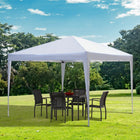 Outsunny 10 ft W x 10 ft L Folding Pop Up Tent Canopy Outdoor Gazebo - White-4 pull ropes and 8 ground nails ensure stable fixation on ground