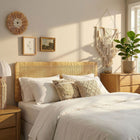 Modway Sandy Wall Mounted Wood and Rattan King Size Headboard - Natural Rattan-Natural Rattan