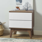 Modway Envision 2-Drawer Nightstand - Walnut White-Spacious Full-Glide Drawers