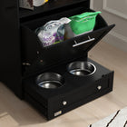 PawHut Pet Feeder Station Storage Cabinet and Container - Black-Colour: Black 