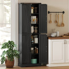 HOMCOM 72" H Pantry Cabinet for Dining Room - Black-Classic barn doors and vintage handles add timeless country charm 