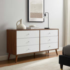Modway Transmit 60" Dresser - Walnut White-Full-Extension Glide Drawers