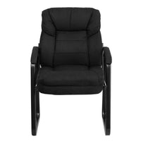 Flash Furniture Black Microfiber Executive Side Reception Chair with Lumbar Support & Sled Base-Guest Chair