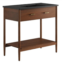 Modway Zaire 36" Bathroom Vanity - Walnut/Black-MDF and Rubberwood