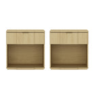 Manhattan Comfort Clive 22" Mid-Century Modern 1-Drawer Nightstand - Natural Oak and Gold-9