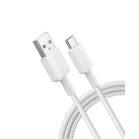 Anker 322 USB-A to USB-C Cable - 3' Braided - White-High quality- guaranteed quality materials and proven through internal testing to withstand holding up to 80 kg without breaking and lifespan up to 12000 times
