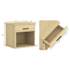 Manhattan Comfort Clifford Traditional 1-Drawer Nightstand - Natural Oak-Open Storage Shelf: Provides additional space for books, décor, or bedside essentials