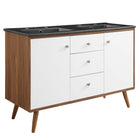 Modway Transmit 48" Double Sink Bathroom Vanity - Walnut/Black-Assembly Required