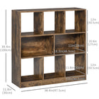 HOMCOM 3-Tier Bookcase for Home Office - Brown-Back support panels prevents items from falling out 