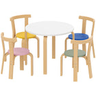 Qaba Kids Table & Chair Set, Wooden Toddler Table & 4 Chairs Set for Arts, Crafts for 3-8 Years - Multicoloured-Includes one table and four chairs, suitable for playdates and activities
