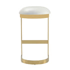 Manhattan Comfort Aura 16.54" Modern Faux Leather Upholstered Bar Stool- White and Polished Brass - 2 Pack-16.54" L x 23" W x 28.54" H