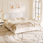 HOMCOM King Size Adjustable Headboard Platform Bed Frame - White-Metal legs with 12 wood slats support up to 800 lbs. (363 kg)