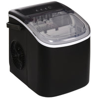 HOMCOM Countertop Portable Ice Maker Machine - Black-Indicates when ice basket is full and when water level is low