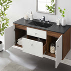 Modway Transmit 48" Wall-Mount Bathroom Vanity - Walnut/Black-Ceramic Sink Basin