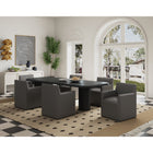 Manhattan Comfort Anna Square 22.83" Modern Faux Leather Upholstered Dining Armchair - Pewter-Heavy Plastic Foot Padding