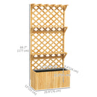 Outsunny Wooden Planter with Trellis & Hanging Roof - Plant Shelf - Drainage Holes - Bed Liner - Nature Wood-Drainage holes ensure optimal soil moisture, preventing plant rot
