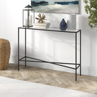 Hudson&Canal Henley 42"W Console Table with Glass Top - Blackened Bronze-Handcrafted finish is applied to the steel frame