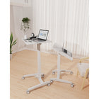 Uplite Tiltable Gas Spring Height Adjustable Desk with Locked Casters - White-Perfect for professional environments like home, offices, schools, art and music studios and libraries