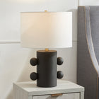 Hudson&Canal Jurrah 20" Tall Ceramic Table Lamp with Fabric Shade - Matte Black/White-Clean with a soft, dry cloth and no harsh chemicals or abrasive cleaning materials