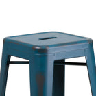 Flash Furniture 30" High Backless Distressed Antique Blue Metal Indoor-Outdoor Barstool-Drain Hole in Seat