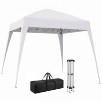 Outsunny 8 ft W x 8 ft L Pop Up Canopy Foldable Outdoor Canopy Tent with Bag - White-Suitable for organizing a small party, a picnic, beach outings, etc