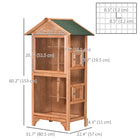 PawHut 62" H Large Wooden Bird Cage - Orange-Constructed of lightweight, weather-resistant fir wood 