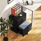HOMCOM 3-Drawer Filing Cabinet with Lock, Mobile - Black-Melamine faced particleboard provides durability and easy maintenance
